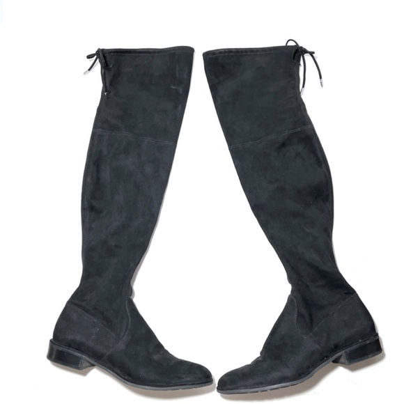 Marc Fisher Humor Over The Knee Velvet Adjustable Tie Black Boots - Picture 3 of 16